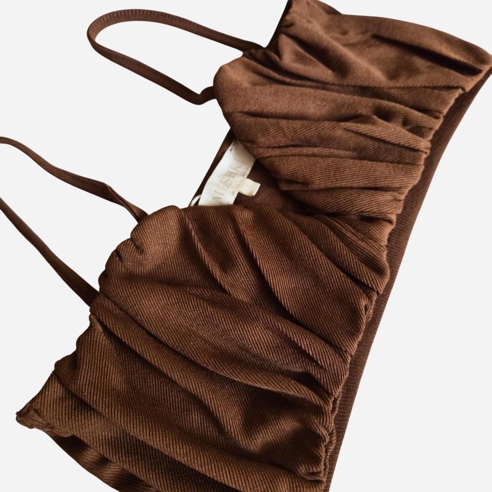 Meshki Brown ruched crop top